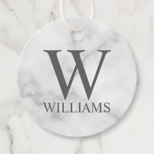 Etiquetas Para Lembrancinhas Monograma e Nome Personalizados do Marble Branco