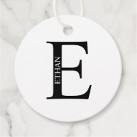 Monograma e Nome Personalizados Preto e Branco Fav