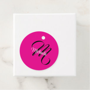 Etiquetas Para Lembrancinhas Monograma inicial minimalista moderno nome rosa qu