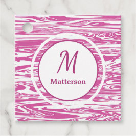 Etiquetas Para Lembrancinhas Monograma Moderno Branco Cor-de-Rosa Elegante Pers