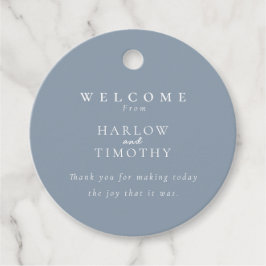 Etiquetas Para Lembrancinhas Monograma Moderno Crest Dusty Blue Weding Bem-vind