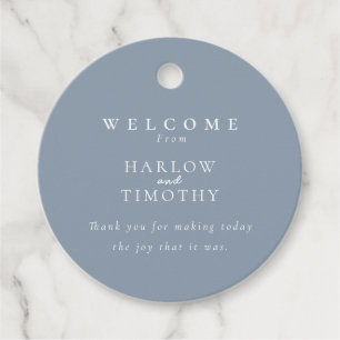 Etiquetas Para Lembrancinhas Monograma Moderno Crest Dusty Blue Weding Bem-vind