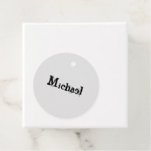 Etiquetas Para Lembrancinhas Monograma moderno minimalista, nome cinza negra