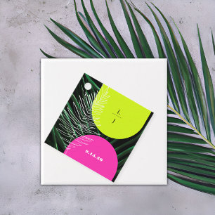 Etiquetas Para Lembrancinhas Monograma Neon Arches Palm Leaf Casamento Tropical