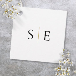 Etiquetas Para Lembrancinhas Monograma Preto Dourado Elegante Minimalista