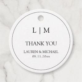 Etiquetas Para Lembrancinhas Monograma Simples Preto e Branco Moderno Obrigado