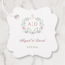 Etiquetas Para Lembrancinhas Monogramas de Casamento Religioso de Moldura Flora