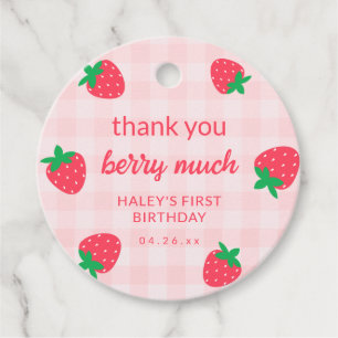 Etiquetas Para Lembrancinhas Morango Rosa Grafo Berry Primeiro Aniversário de 1