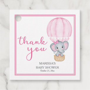 Etiquetas Para Lembrancinhas Muito Obrigado, Chá de fraldas Elefante Rosa.