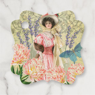 Etiquetas Para Lembrancinhas Mulher Vitoriana Floral Rosa Regência