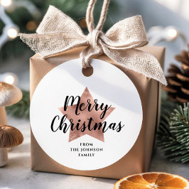 Etiquetas Para Lembrancinhas Natal da Estrela Dourada Elegante Rosa