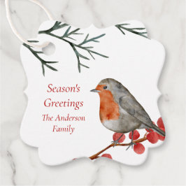 Etiquetas Para Lembrancinhas Natal do RedBreast Robin Bird