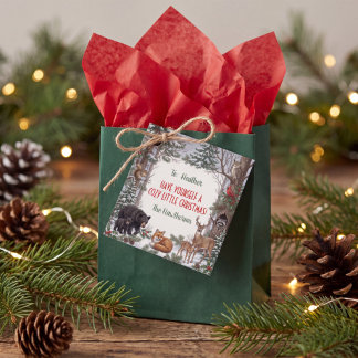 Etiquetas Para Lembrancinhas Natal Personalizado de Animais da Floresta Aconche