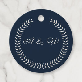 Etiquetas Para Lembrancinhas Navy Blue and Ivory Elegant Monogram Wedding Favor