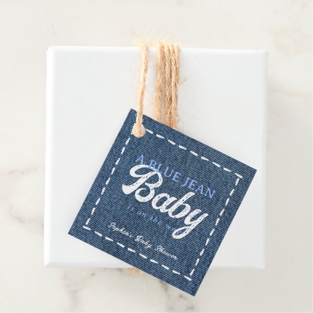 Etiquetas Para Lembrancinhas Navy Blue Jean Baby Boy Baby Shower (In Situ)