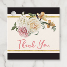 Etiquetas Para Lembrancinhas Negrito Preto, Floral de Marfim, Agradecimento par