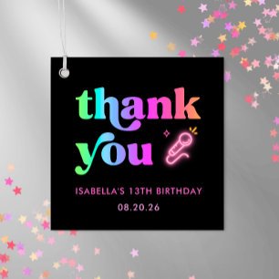 Etiquetas Para Lembrancinhas Neon Glow Karaoke Aniversário Favor Tag