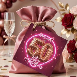 Etiquetas Para Lembrancinhas Neon Rosa Quarenta e Cinco e Fabuloso Aniversário