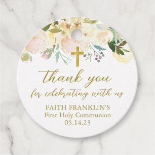 Etiquetas Para Lembrancinhas Neutral Floral Obrigado Comunhão Baptism