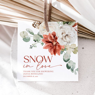 Etiquetas Para Lembrancinhas Neve Vermelha Elegante no Amor no Chuveiro de Noiv