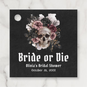 Etiquetas Para Lembrancinhas Noiva do Crânio Floral de Halloween ou Bridal Show
