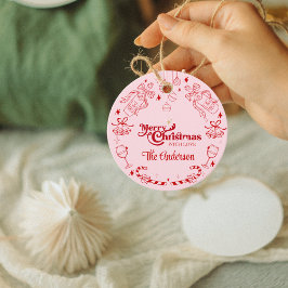 Etiquetas Para Lembrancinhas Nome da família personalizada de rabiscos de natal