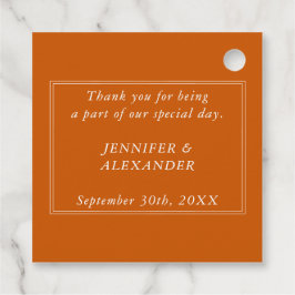 Etiquetas Para Lembrancinhas Nome de Casal Monograma Simples Laranja Queimado e