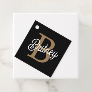 Etiquetas Para Lembrancinhas Nome do Monograma Elegante Moderno Script Dourado 