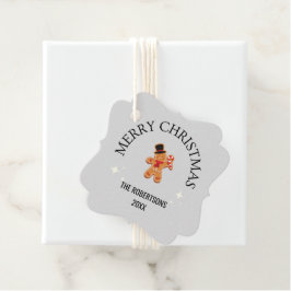 Etiquetas Para Lembrancinhas Nome personalizado Feliz Natal Gingerman cinza