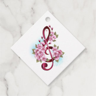 Etiquetas Para Lembrancinhas Notas de clave de trecho musical com flores de Sak