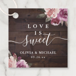 Etiquetas Para Lembrancinhas O amor da madeira rústica floral púrpura da Mauve 