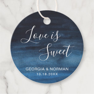 Etiquetas Para Lembrancinhas O Amor É Doce Casamento Aquarela Azul Marinho
