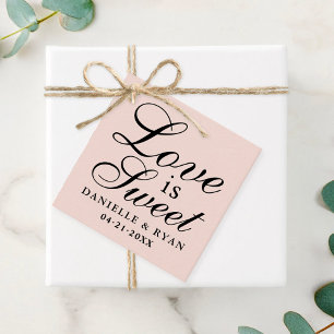 Etiquetas Para Lembrancinhas O amor é doce, manuscrito cor-de-rosa, monograma d