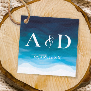 Etiquetas Para Lembrancinhas O azul de oceano acena Tag do favor do casamento