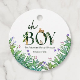 Etiquetas Para Lembrancinhas Ó garoto Safari Animal Selgle White Chá de fraldas