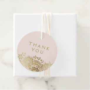 Etiquetas Para Lembrancinhas O ouro cora obrigado elegante do casamento do laç