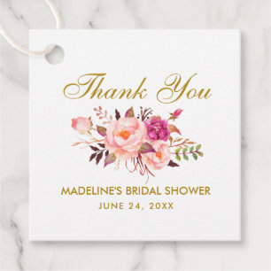 Etiquetas Para Lembrancinhas O rosa cora obrigado Dourado floral do chá de