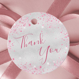 Etiquetas Para Lembrancinhas O rosa prateado de aniversário brilha obrigado voc