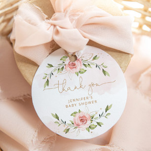 Etiquetas Para Lembrancinhas Obrigada rosa floral dourado para baby shower