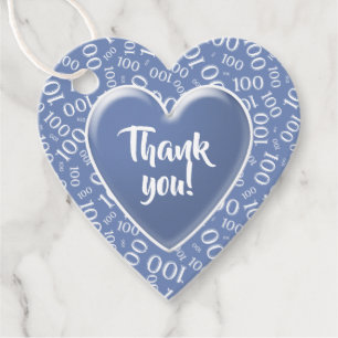 Etiquetas Para Lembrancinhas Obrigado 100º Padrão de Números Aleatórios Azul/Br