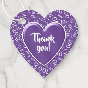 Etiquetas Para Lembrancinhas Obrigado 100º Padrão Randor de Números Roxo/Branco