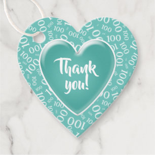 Etiquetas Para Lembrancinhas Obrigado 100º Raleatório Padrão Teal/White