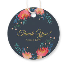 Obrigado! Azul Escuro, Elegante, Flores Brancas