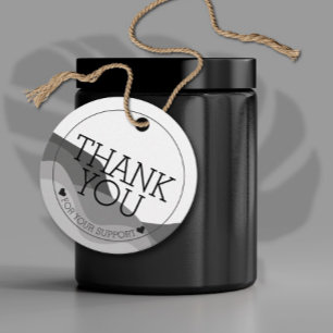 Etiquetas Para Lembrancinhas Obrigado, Black and White Round Hang Tag
