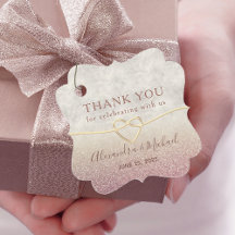 Obrigado Casamento Rosa Dourado Brilhante