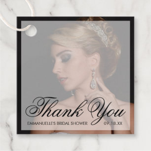 Etiquetas Para Lembrancinhas Obrigado Chá de panela de Foto Preto Moderno