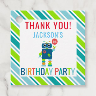 Etiquetas Para Lembrancinhas Obrigado Crianças Festa de aniversário Robô Colori