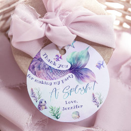 Etiquetas Para Lembrancinhas Obrigado de aniversário roxo da Sereia