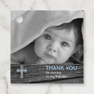 Etiquetas Para Lembrancinhas Obrigado de madeira rústico do baptismo da foto d