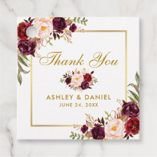 Etiquetas Para Lembrancinhas Obrigado Dourado floral elegante do casamento de